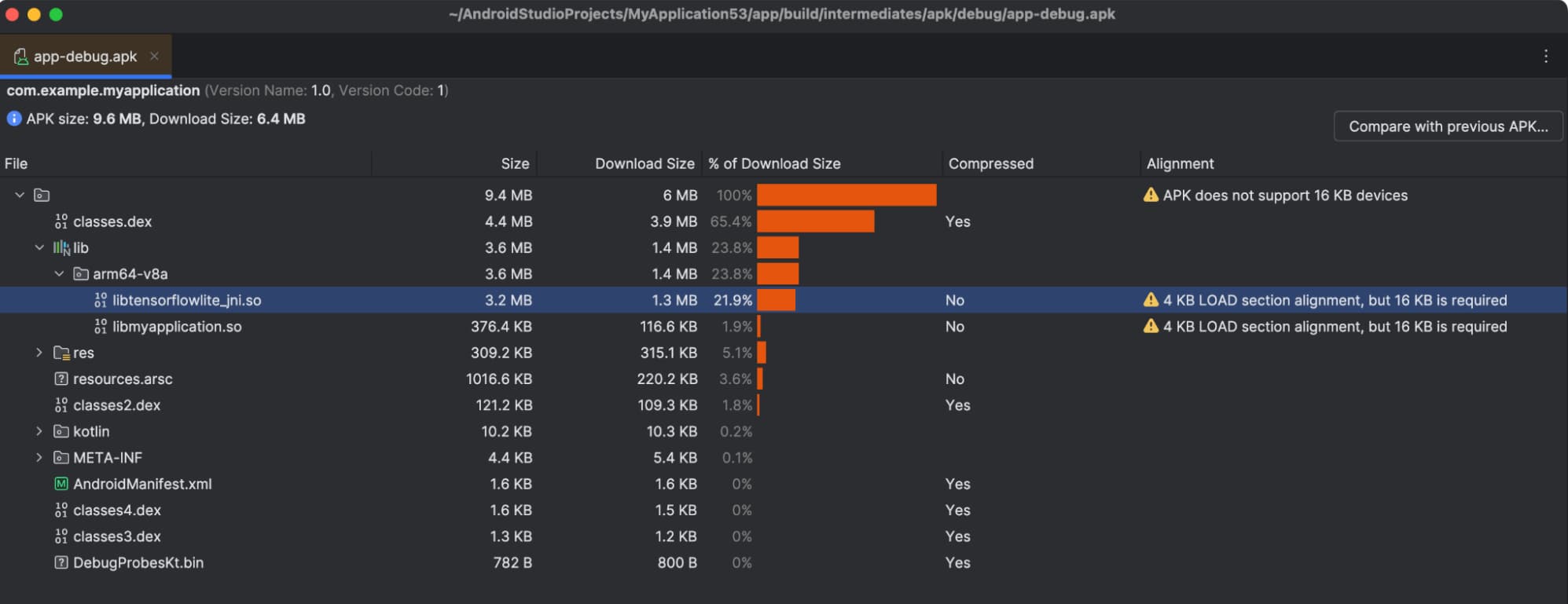 APK Analyzer menu in Android Studio